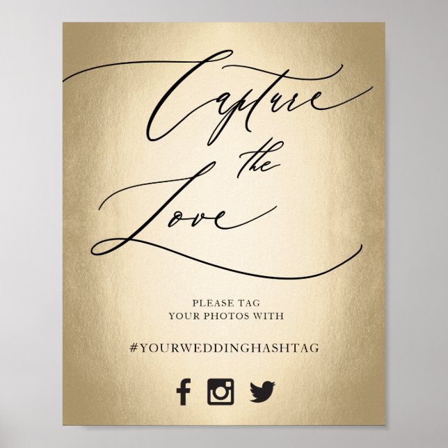 Poster Panneau de mariage Calligraphy Script Capture l'am (Devant)