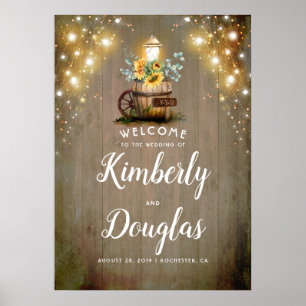 Poster Panneau de Mariage campagnard rustique de la lante