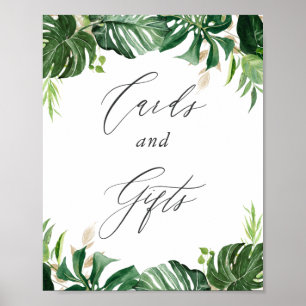Poster Panneau de mariage Cartes et Cadeaux de Feuilles T