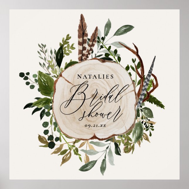 Poster Panneau de mariage champêtre botanique de grange d (Devant)