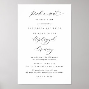 Poster Panneau de mariage chic 'Choisissez un siège, Céré