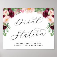 Panneau de mariage chic pour station de boissons f