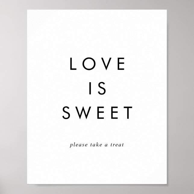 Poster Panneau de mariage chic typographie Love Is Sweet (Devant)