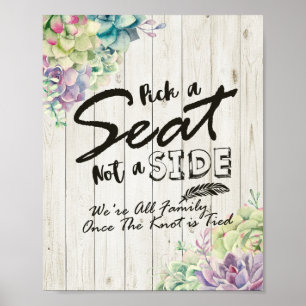 Poster Panneau de mariage Choisissez un siège et non un c