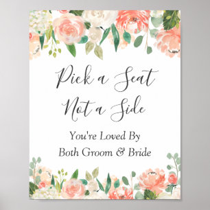 Poster Panneau de mariage Choisissez un siège Fleurs de c