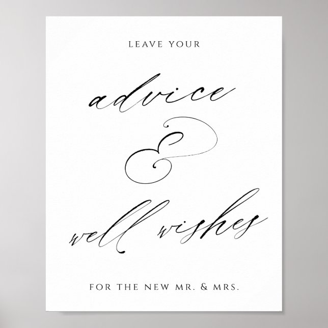 Poster Panneau de mariage Conseils et Vœux de bonheur (Devant)