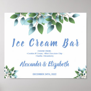 Poster Panneau de mariage de baptême de glace Eucalyptus