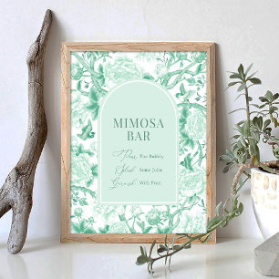 Poster Panneau de mariage de bar de mimosa de chinoiserie