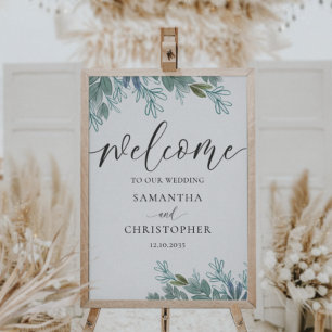 Poster Panneau de mariage de calligraphie de sauge de feu