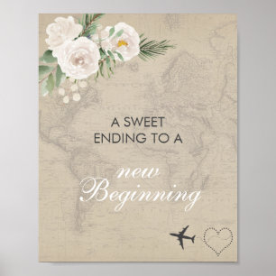 Poster Panneau de Mariage de Carte Vintage Une Douce Fin