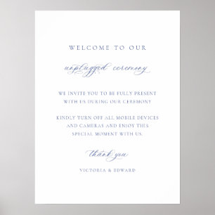 Poster Panneau de mariage de cérémonie débranchée bleu Ré