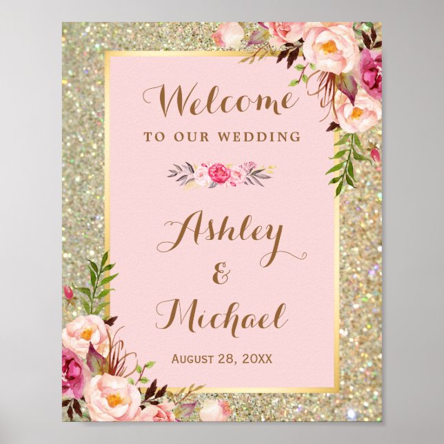 Poster Panneau de Mariage de couleur rose pâle de Parties (Devant)