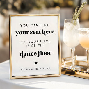 Poster Panneau de mariage de danse fun rétro gras
