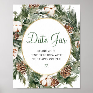 Poster Panneau de mariage de la jarre de date d'hiver de 