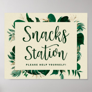 Poster Panneau de mariage de la station de snack de feuil