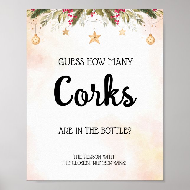 Poster Panneau de Mariage de Noël Combien de Bouchons (Devant)