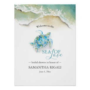 Poster Panneau de Mariage de Plage Imprimable Tortue de M