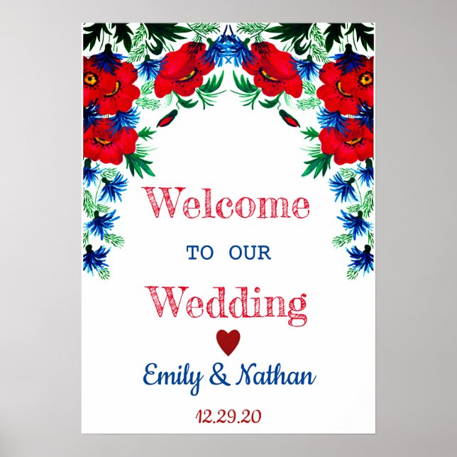 Poster Panneau de mariage décoratif rustique à la frontiè (Devant)