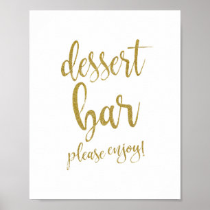 Poster Panneau de mariage Dessert Bar Gold Glitter 8x10