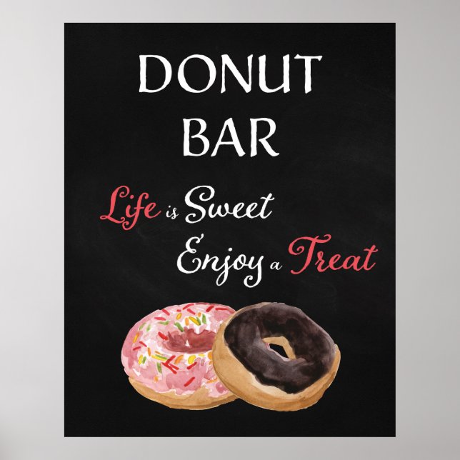 Poster Panneau de mariage Donut Bar - La vie est douce (Devant)
