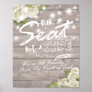 Poster Panneau de mariage en bois floral Choisissez un si