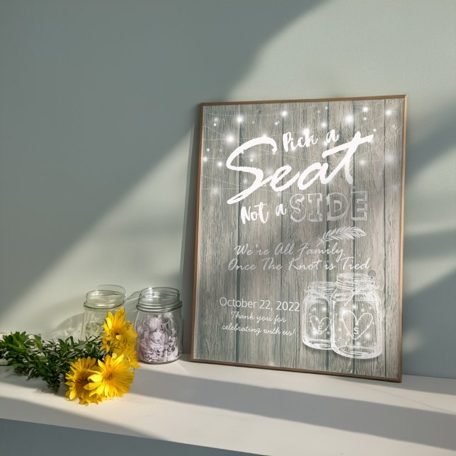 Poster Panneau de mariage en bois pour choisir un siège e (Créateur téléchargé)
