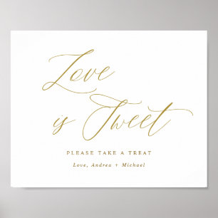 Poster Panneau de mariage en or doux Love is Sweet écritu