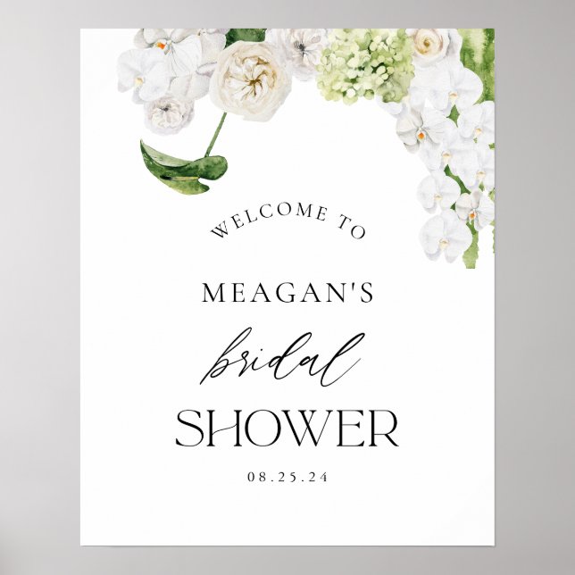 Poster Panneau de mariage estival floral verdure élégant (Devant)