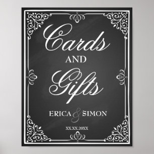 Poster Panneau de mariage et table de cadeaux