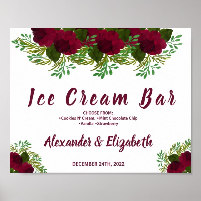 Poster Panneau de mariage Fête de mariage Ice Cream Bar F (Devant)