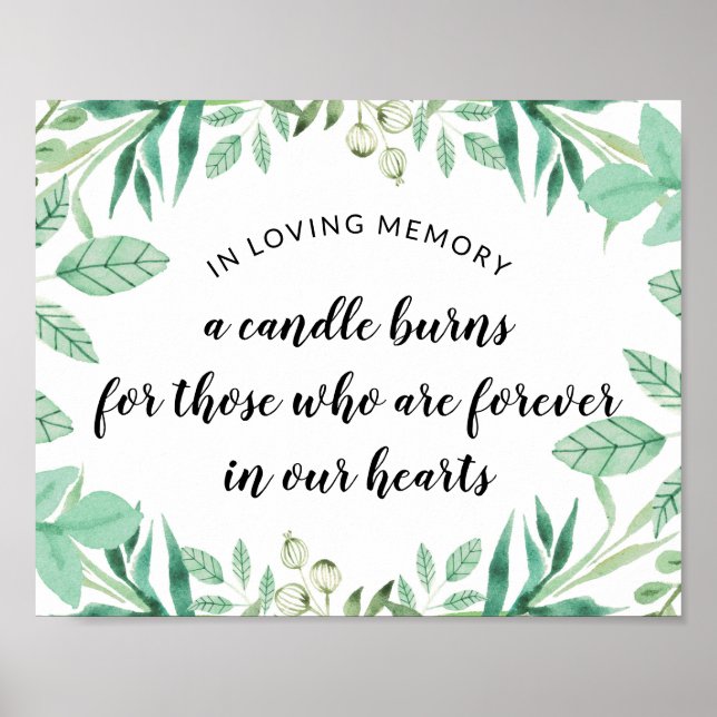 Poster Panneau de mariage Feuillage Frais Menthe En Mémoi (Devant)
