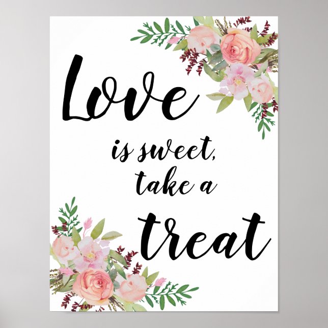 Poster Panneau de mariage floral Fleurs aquarelles pour t (Devant)