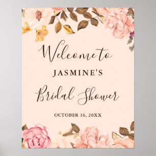 Poster Panneau de Mariage Floral Victoria Blush pour une