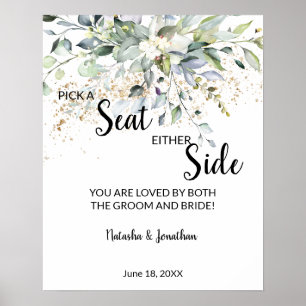 Poster Panneau de mariage Herbal Pick a Seat Either Side