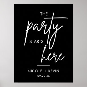 Poster Panneau de mariage imprimable La fête commence ici