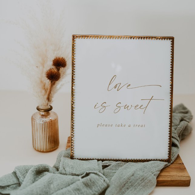 Poster Panneau de mariage Love Is Sweet en écriture dorée (Créateur téléchargé)