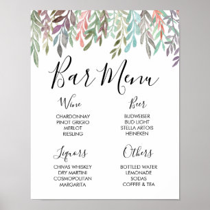 Poster Panneau de mariage – Menu du bar Panneau de verdur