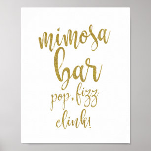 Poster Panneau de mariage Mimosa Bar Gold Glitter 8x10