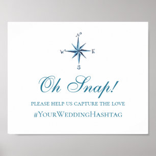 Poster Panneau de mariage nautique. Hashtag instagram ble