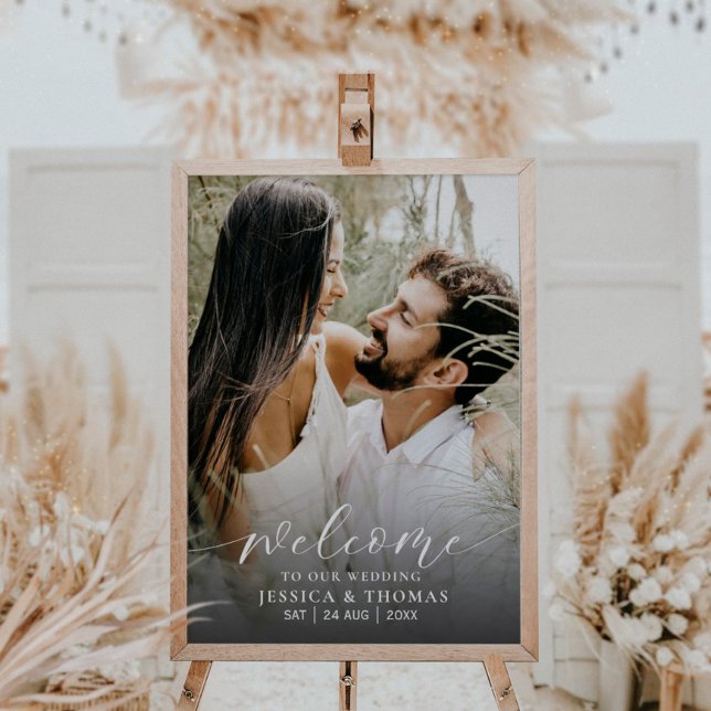 Poster Panneau de mariage noir et blanc de script moderne (Créateur téléchargé)