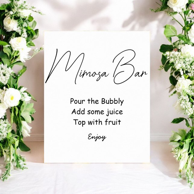 Poster Panneau de mariage noir et blanc du bar Mimosa (Créateur téléchargé)