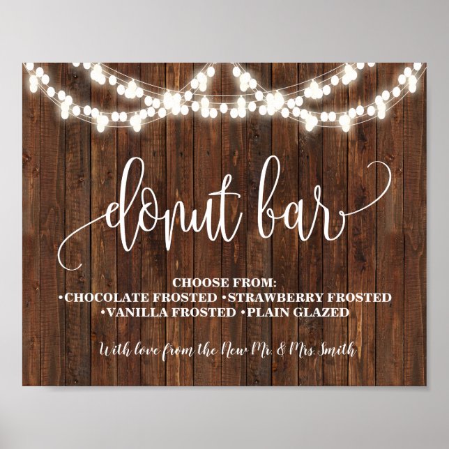 Poster Panneau de mariage occidental Donut Bar (Devant)