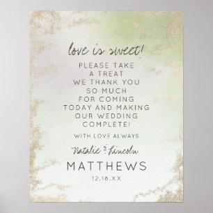 Poster Panneau de mariage Ombre Vert de printemps Or L'am
