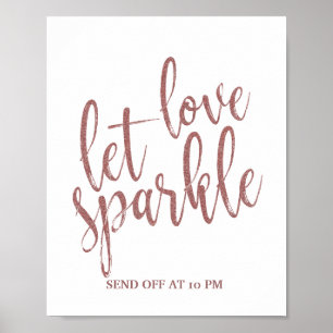 Poster Panneau de mariage Paillettes Rose Gold "Laissez l