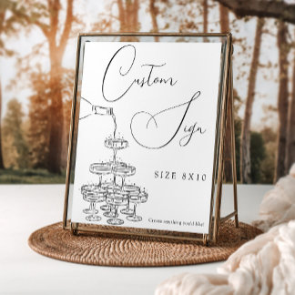 Poster Panneau de mariage personnalisé Tour de champagne