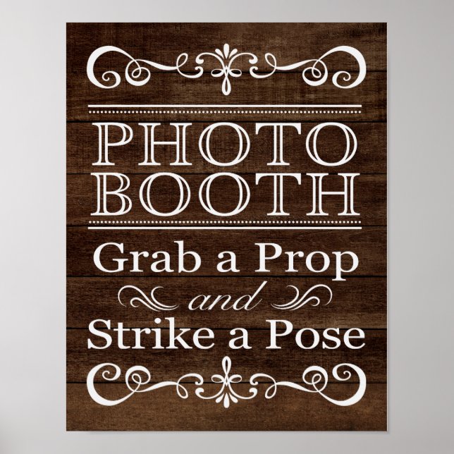 Poster Panneau de mariage – Photobooth Panneau rustique p (Devant)