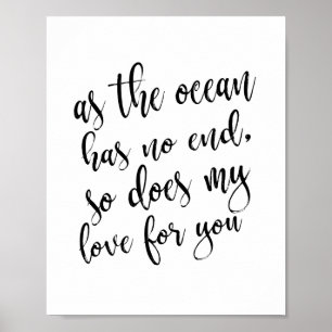 Poster Panneau de mariage plage 8x10 'Comme l'océan n'a p