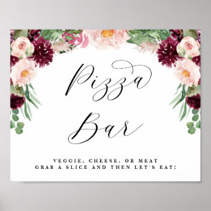 Poster Panneau de mariage pour buffet de pizza florale Ad
