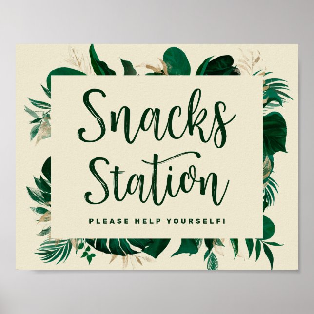 Poster Panneau de mariage pour buffet de snacks avec feui (Devant)