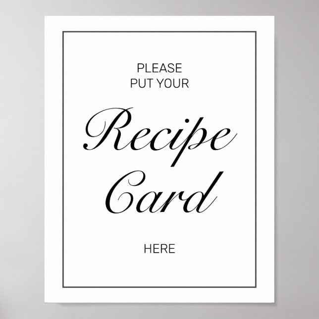 Poster Panneau de mariage pour carte de recette minimalis (Devant)